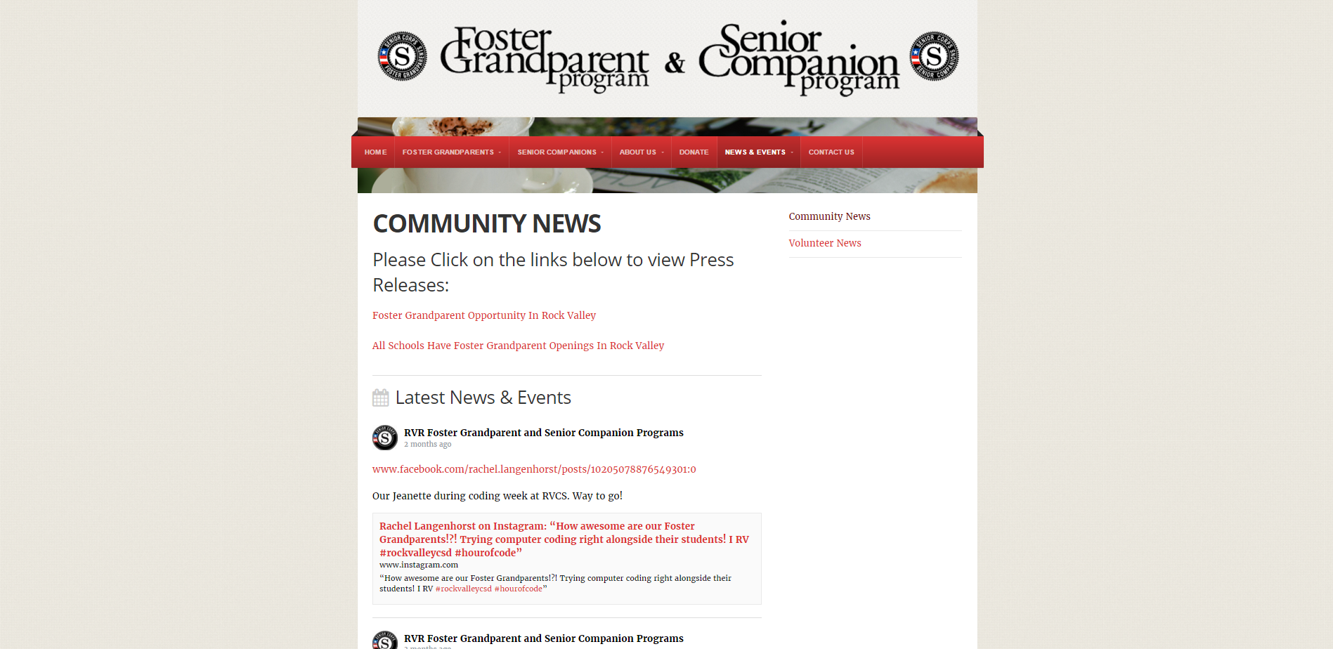 Community News   Senior Volunteer Programs